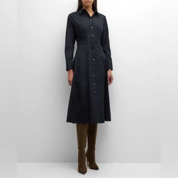 Veronica Beard Goldie Midi Shirtdress in Black Size 4 NWOT - Picture 1 of 8